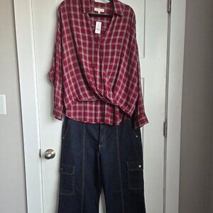 Lou & Grey for LOFT/Gloria Vanderbilt Dark Denim Cargo Jeans